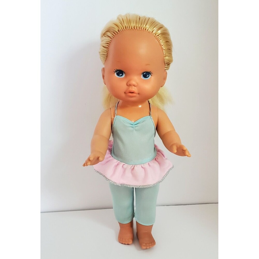 Vintage Little Miss Makeup Play Doll Blonde 1988 13 Inches Blue Pink Jumpsuit